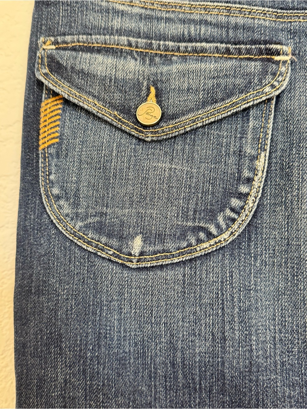 Paige Dark Wash Distressed High-Low Raw Hem Denim Midi Skirt size 27 - Picture 7 of 8